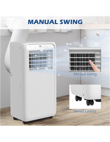 HOMCOM 9,000 BTU Mobile Air Conditioner for Room up to 28m², with Dehumidifier, 24H Timer, Wheels, Window Mount Kit