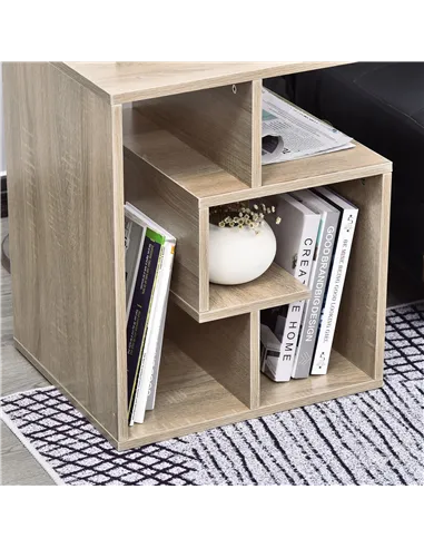 HOMCOM Side Table, 3 Tier End Table with Open Storage Shelves for Living Room, Bedroom, Set of 2, Oak