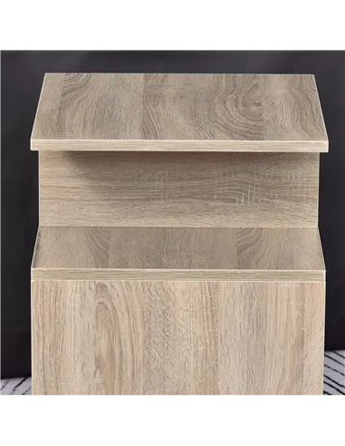 HOMCOM Side Table, 3 Tier End Table with Open Storage Shelves for Living Room, Bedroom, Set of 2, Oak