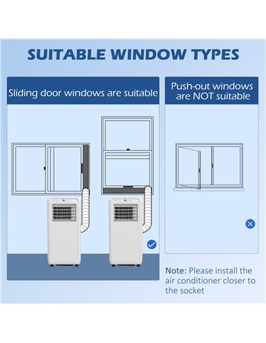HOMCOM 9,000 BTU Mobile Air Conditioner for Room up to 28m², with Dehumidifier, 24H Timer, Wheels, Window Mount Kit