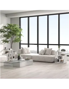 HOMCOM Side Table, 3 Tier End Table with Open Storage Shelves for Living Room, Bedroom, Set of 2, White 2
