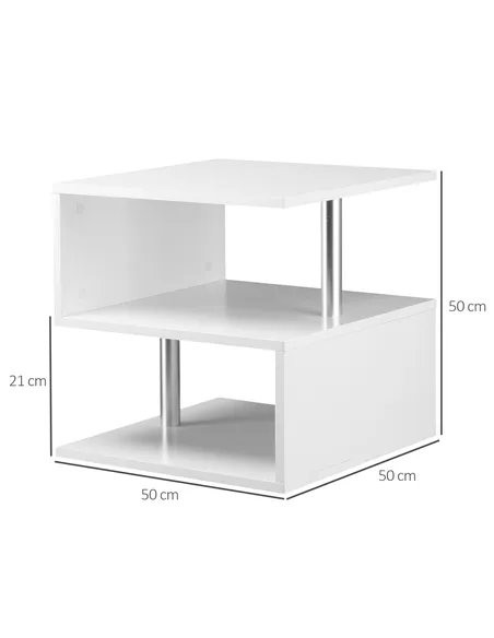 HOMCOM Wooden S Shape Cube Coffee Table 2 Tier Storage Shelves Organiser Office Bookcase Living Room End Desk Stand Display Set 