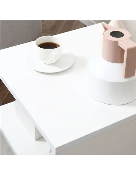 HOMCOM Wooden S Shape Cube Coffee Table 2 Tier Storage Shelves Organiser Office Bookcase Living Room End Desk Stand Display Set 