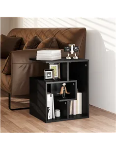 HOMCOM Side Table, 3 Tier End Table with Open Storage Shelves for Living Room, Bedroom, Black 2