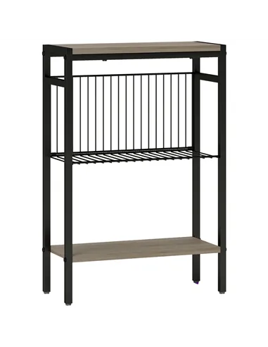 HOMCOM Three Shelf Industrial Side Table, Grey