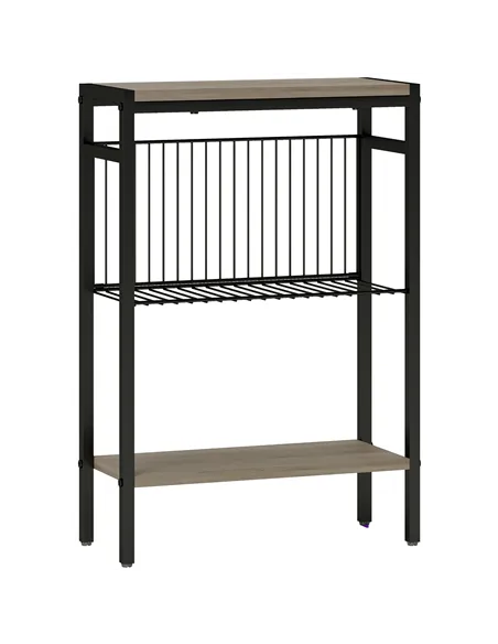 HOMCOM Three Shelf Industrial Side Table, Grey