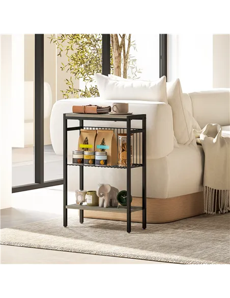 HOMCOM Three Shelf Industrial Side Table, Grey