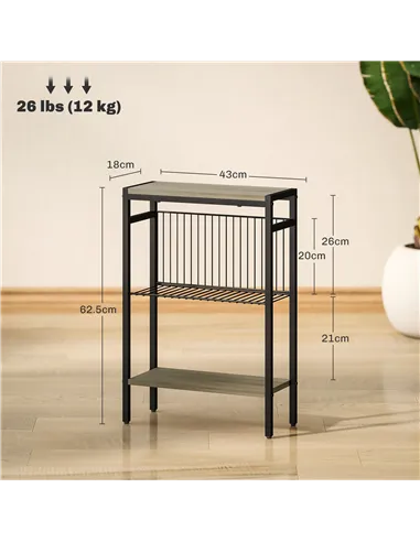 HOMCOM Three Shelf Industrial Side Table, Grey