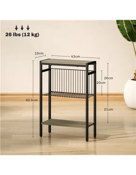 HOMCOM Three Shelf Industrial Side Table, Grey