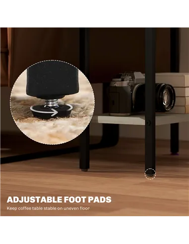 HOMCOM Three Shelf Industrial Side Table, Grey