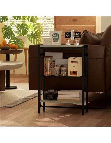 HOMCOM Three Shelf Industrial Side Table, Grey