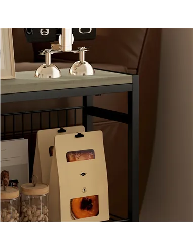 HOMCOM Three Shelf Industrial Side Table, Grey