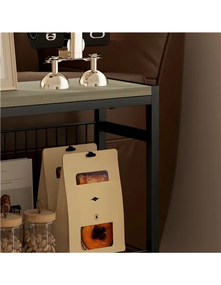 HOMCOM Three Shelf Industrial Side Table, Grey