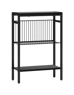 HOMCOM Three Shelf Industrial Side Table, Black