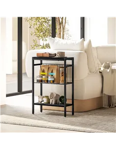 HOMCOM Three Shelf Industrial Side Table, Black 2