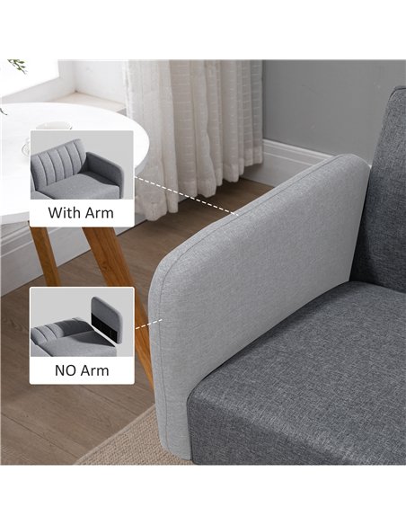 HOMCOM 3 Seater Sofa Bed, Convertible Linen Fabric Sofa Couch, Click Clack Sofabed with Adjustable Split Backrest for Living Roo