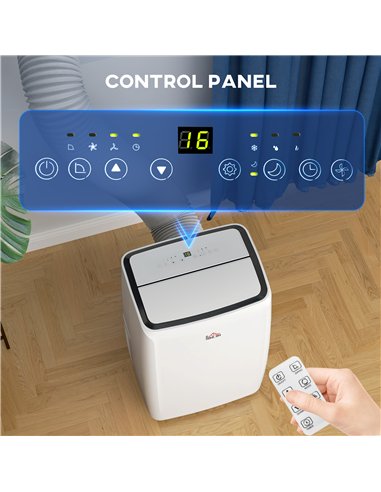 HOMCOM 14,000 BTU Mobile Air Conditioner, with LED Screen - White