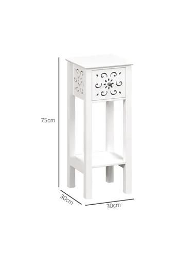 HOMCOM Set of Two Elegant Floral Cut-Out Side Tables - White