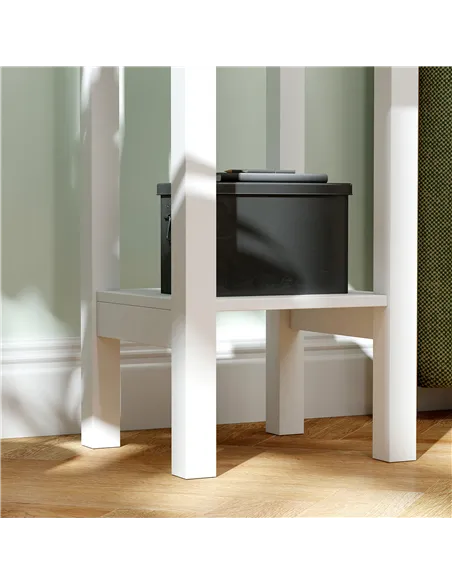 HOMCOM Set of Two Elegant Floral Cut-Out Side Tables - White