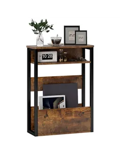 HOMCOM Industrial-Style Side Table - Black/Brown