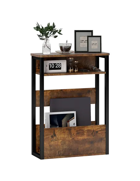 HOMCOM Industrial-Style Side Table - Black/Brown