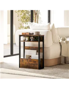 HOMCOM Industrial-Style Side Table - Black/Brown 2