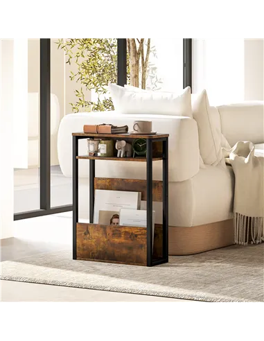 HOMCOM Industrial-Style Side Table - Black/Brown