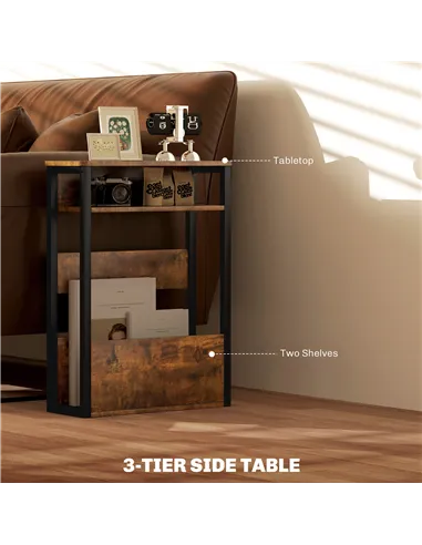 HOMCOM Industrial-Style Side Table - Black/Brown