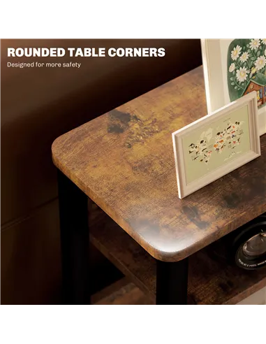 HOMCOM Industrial-Style Side Table - Black/Brown