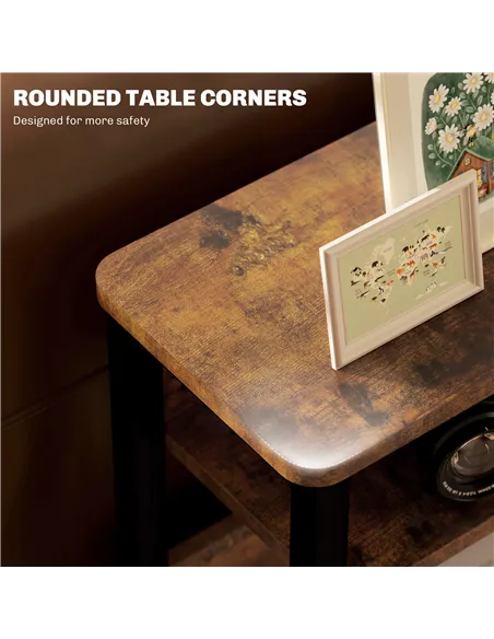 HOMCOM Industrial-Style Side Table - Black/Brown