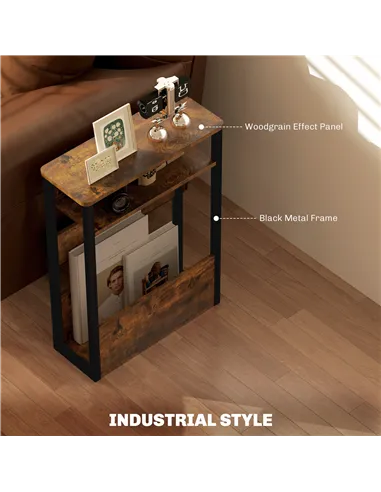 HOMCOM Industrial-Style Side Table - Black/Brown