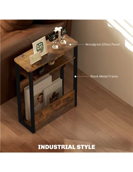 HOMCOM Industrial-Style Side Table - Black/Brown