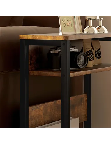 HOMCOM Industrial-Style Side Table - Black/Brown