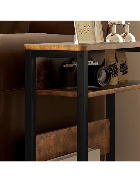 HOMCOM Industrial-Style Side Table - Black/Brown