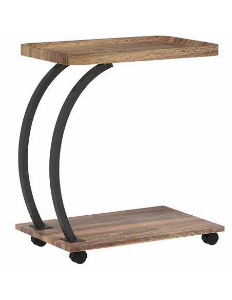 HOMCOM 2-Tier Mobile C-Shaped Side Table - Brown