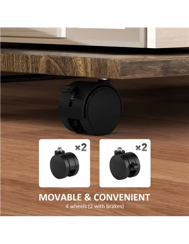 HOMCOM 2-Tier Mobile C-Shaped Side Table - Brown