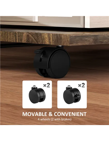 HOMCOM 2-Tier Mobile C-Shaped Side Table - Brown