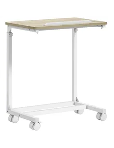 HOMCOM C-Shaped Sofa Side Table, Height Adjustable Overbed Table with Tilting Desktop, Mobile Laptop Desk for Living Room Bedroo