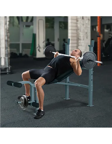 HOMCOM 4-Levels Adjustable Weight Bench Fitness Equipment with Barbell Rack-Black