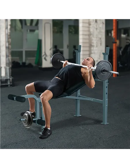 HOMCOM 4-Levels Adjustable Weight Bench Fitness Equipment with Barbell Rack-Black