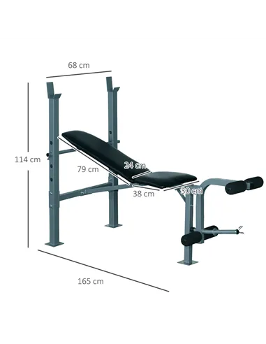 HOMCOM 4-Levels Adjustable Weight Bench Fitness Equipment with Barbell Rack-Black