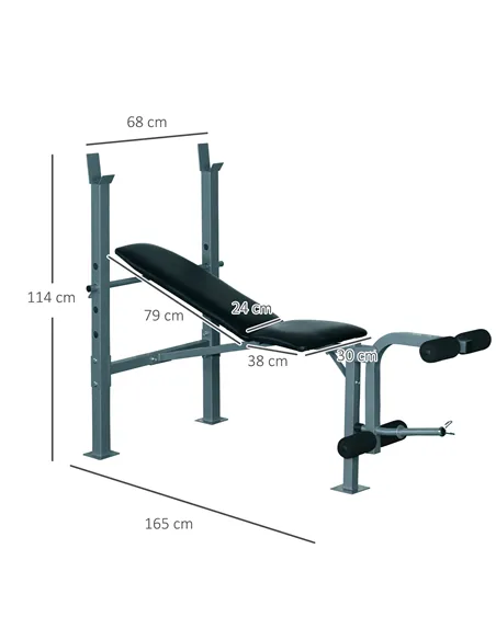 HOMCOM 4-Levels Adjustable Weight Bench Fitness Equipment with Barbell Rack-Black