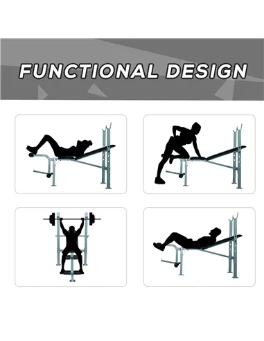 HOMCOM 4-Levels Adjustable Weight Bench Fitness Equipment with Barbell Rack-Black