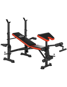HOMCOM Adjustable Weight Bench with Leg Extension, Barbell Rack, Preacher Curl Pad, Butterfly, Multi-Function Home Gym Bench for