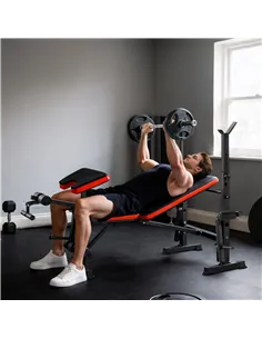 HOMCOM Adjustable Weight Bench with Leg Extension, Barbell Rack, Preacher Curl Pad, Butterfly, Multi-Function Home Gym Bench for 2