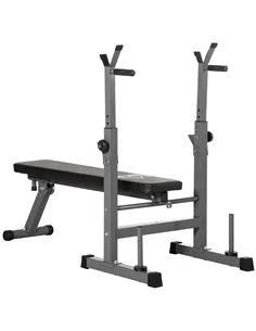 HOMCOM Adjustable Weight Bench, Foldable Bench, with Barbell Rack, Grey