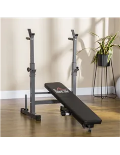 HOMCOM Adjustable Weight Bench, Foldable Bench, with Barbell Rack, Grey 2