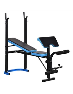 HOMCOM Adjustable Weight Bench with Leg Developer Barbell Rack for Lifting and Strength Training Multifunctional Workout Station
