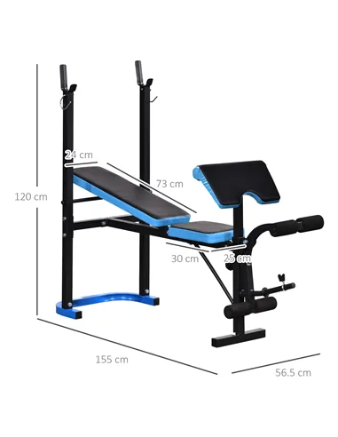 HOMCOM Adjustable Weight Bench with Leg Developer Barbell Rack for Lifting and Strength Training Multifunctional Workout Station