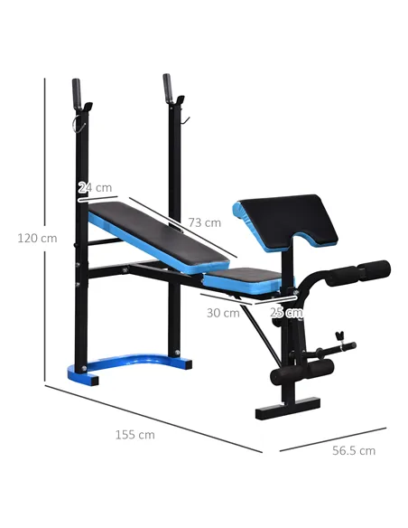 HOMCOM Adjustable Weight Bench with Leg Developer Barbell Rack for Lifting and Strength Training Multifunctional Workout Station
